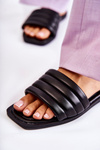 Women's Leather Slippers With Quilting Black Raula