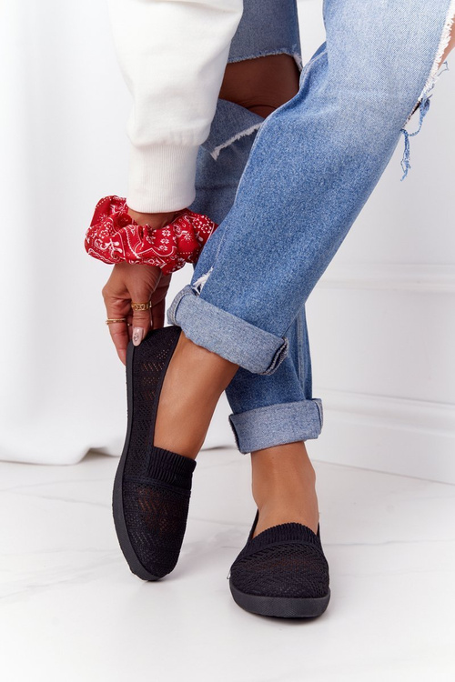 Ażurowe Wsuwane Tenisówki Slip-On Czarne Chillout