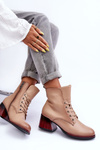 Leather Heeled Boots Beige Luloshe