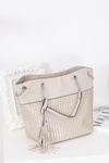 Women's Grey Classic Handbag with Tassel