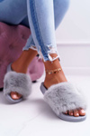 Women's Flip Flops with Fur Light Grey NiceFur