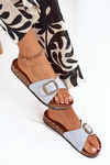 Women's Slippers With Buckle On Cork Platform Blue Zavira