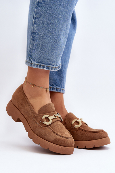 Women's Loafers with Decoration Camel Railenes