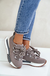 Damskie Zamszowe Sneakersy Grube Sznurowanie Platforma Szare Artiker 54C1463