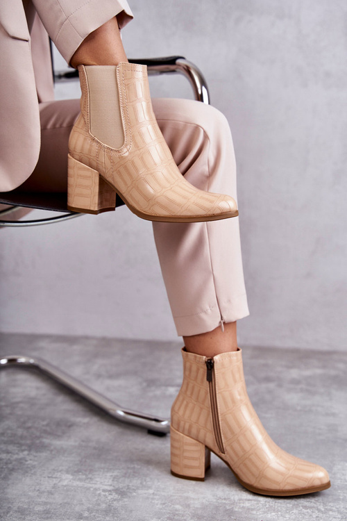 Snake Leather Booties La.Fi 260038BE-XC Beige