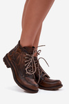 Women's Boots Made of Genuine Leather with Flat Heel Maciejka 07063-02 Brown