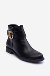Leather Ankle Boots With Decoration Black Galos 