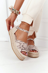 Sandals On A Braided Platform Beige Snake Pattern Megara