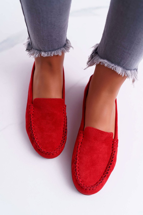 Sergio Leone Women's Suede Red Winted Moccasins