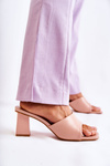 Leather Classic Slippers On High Heel Nude Talena