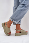 Leather Women's Platform Sandals D&A SJ2301-2 Green