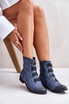 Warm Women's Zip Ankle Boots Blue Evalith