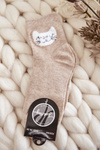 Women's Cotton Socks With Cat Beige