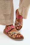 Comfortable Women's Flip Flops with Buckle in Flowers Inblu GS000051 Pink