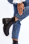 Women's Leather Ankle Boots with Flat Heel Laura Messi 2620/975 Black