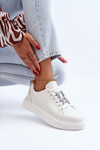 Women's Leather Sneakers with Decorations White Dysuria