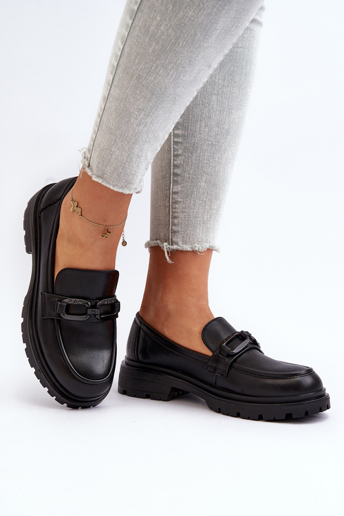 Women's Genuine Leather Moccasins Black Imbleria