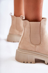 Suede Slip On Worker Boots Beige Lorea 