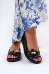 Ladies Sandals With Decorative Flower Black Divonne