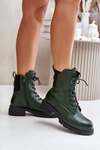 Warm Worker Boots With Zipper Green Leairae