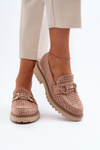 Women's Pink Perforated Loafers with Decoration Talesse