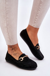Classic Suede Loafers With Embellishments Black Arla