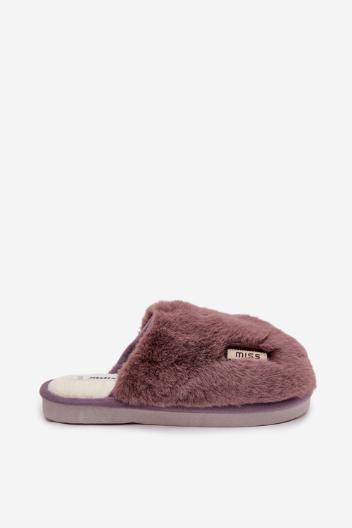 Fur Ladies Slippers Dark Purple Belinna