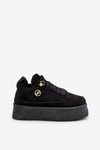 Fleece Lined Women's Platform Sneakers Black Velarisea