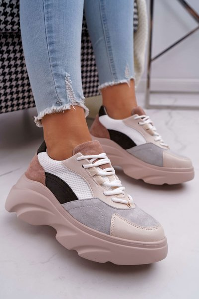 Sporty Women's Thick Sole Shoes Beige Cardamon