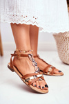 Elegant Sandals With Snake Pattern Brown Brooke