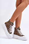Women's High Sneakers Leopard Pattern Brown Florensi