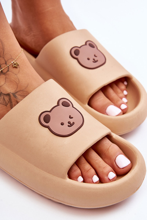 Light Women's Foam Slippers With Teddy Bear Beige Lia