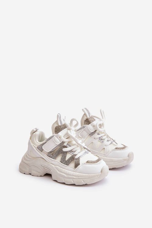 Dziecięce Sneakersy Z Cyrkoniami Białe Rianalla