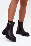 Women's ankle boots with gold detail insulated black Serene