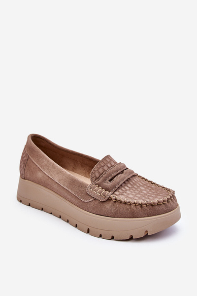 Suede Platform Loafers Dark beige Milana