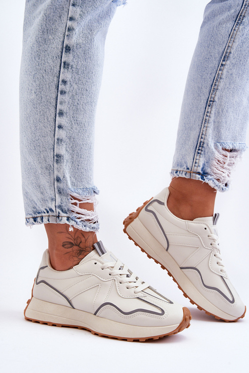 Women's Leather Sport Shoes Beige Faro