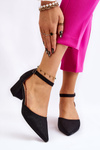 Fashionable Shiny Low Heel Pumps Black Leilany