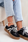 Women's platform sneakers with decorations black Vinness
