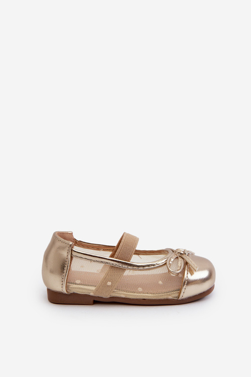 Kids' ballet flats with bow Gold Jellema