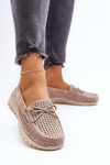Women's Beige Loafers With Bow Reece
