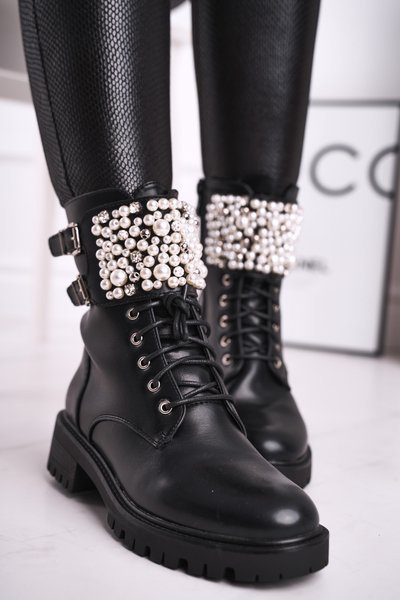 Women’s Boots Flat Military Black Bemmer