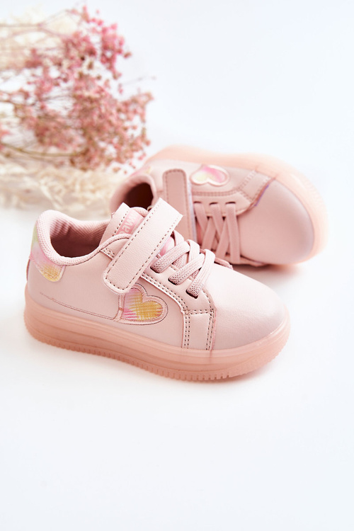 Children's Leather Sport Shoes With Velcro Pink Baylene