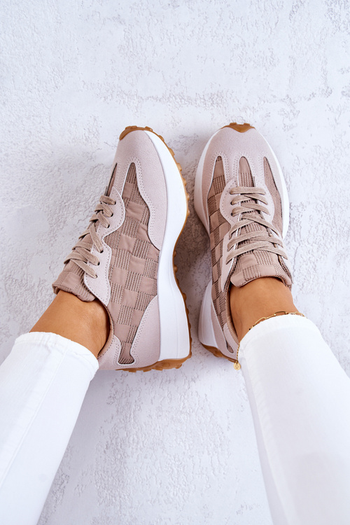 Buty Sportowe Wiązane Beżowe Patrice