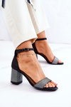 Leather Sandals On A Bar Black And Silver Lorene
