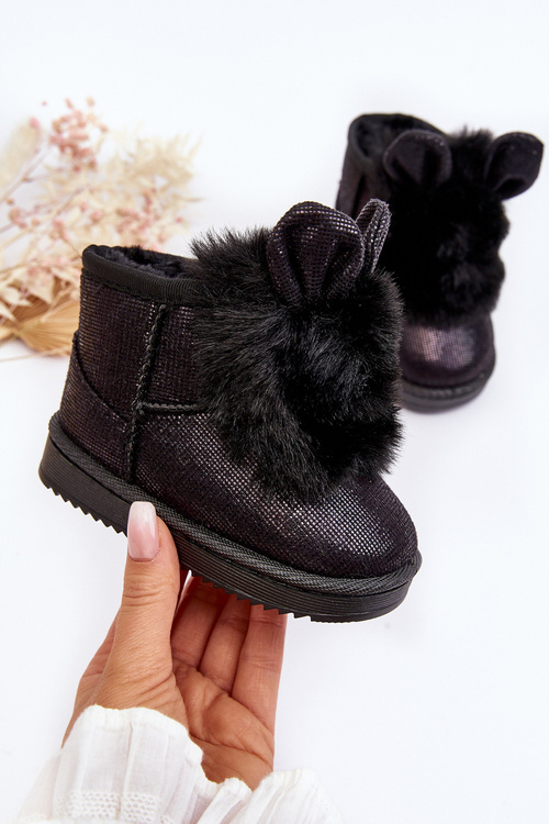 Children's Snow Boots with Furry Ears Black Betty