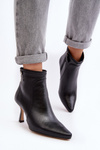 Leather Women's Boots with Stiletto Heel Maciejka 06301-01 Black