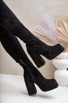 Knee High Heeled And Platform Boots Black Nadelian