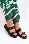 Womens Platform Slippers With Golden Buckles Black Wernone