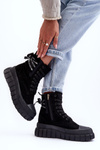 Women's Suede Boots On Platform Black Raftera