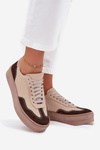 Damskie Sneakersy Skóra Naturalna Platforma Beżowe Zazoo N1269S2